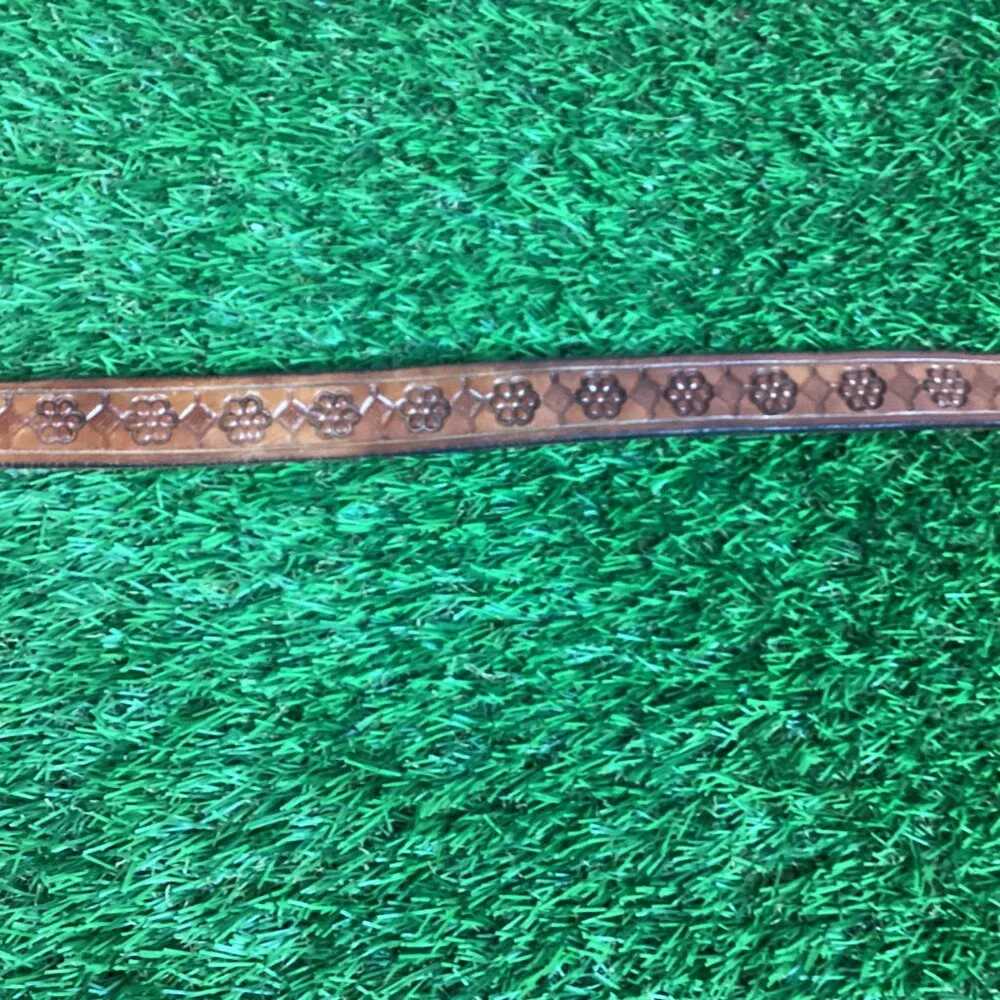 Vintage Peso Coin Buckle with Tooled Leather Belt